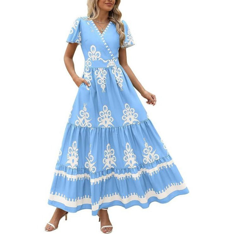 Robe longue bohème à volants