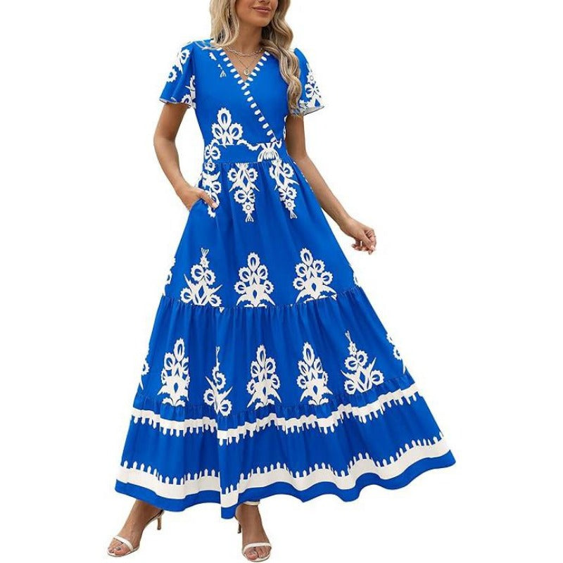 Robe longue bohème à volants