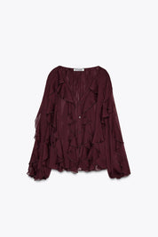 ESMÉE – BLOUSE À VOLANTS ET COL EN V