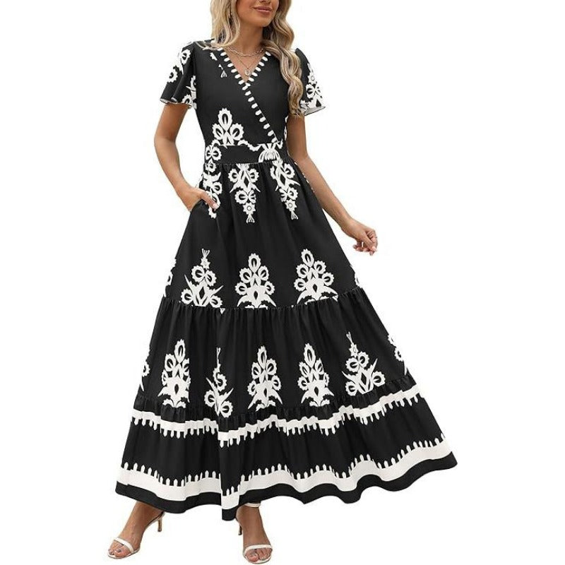 Robe longue bohème à volants