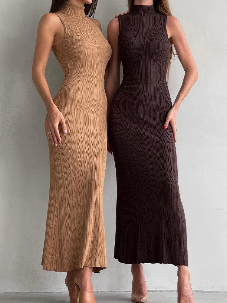 TATIANA – ROBE LONGUE EN TRICOT SANS MANCHES