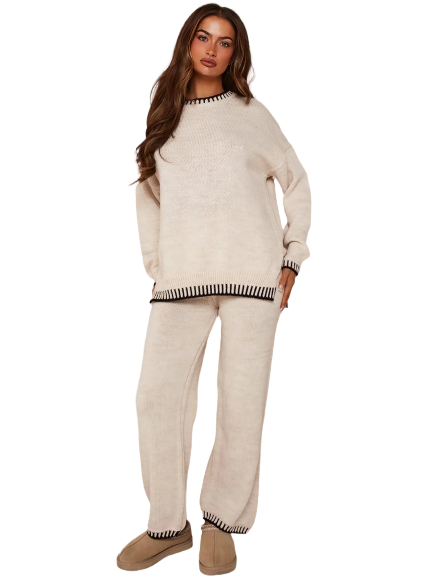 NADINE – ENSEMBLE PULL TRICOTÉ AMPLE ET PANTALON AMPLE