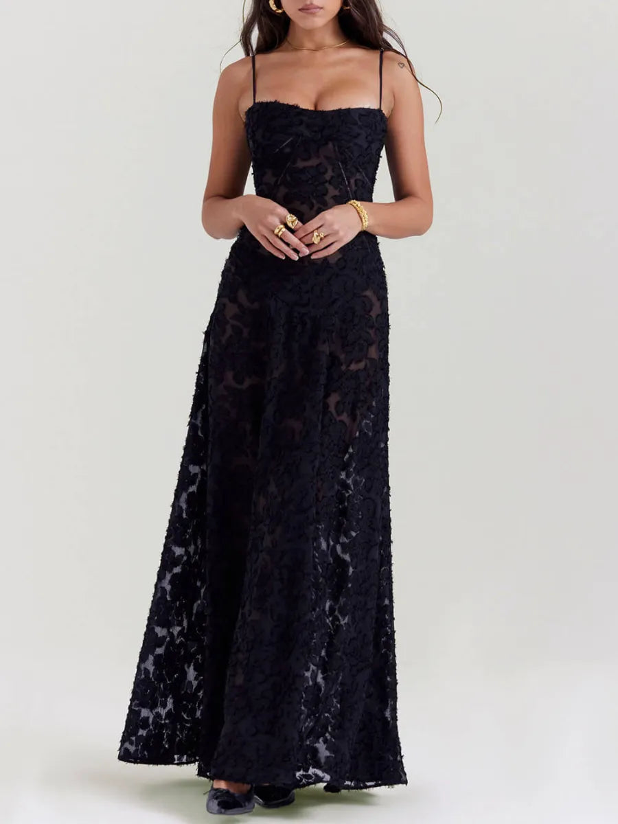 AMBRE – ROBE LONGUE EN DENTELLE FLEURIE