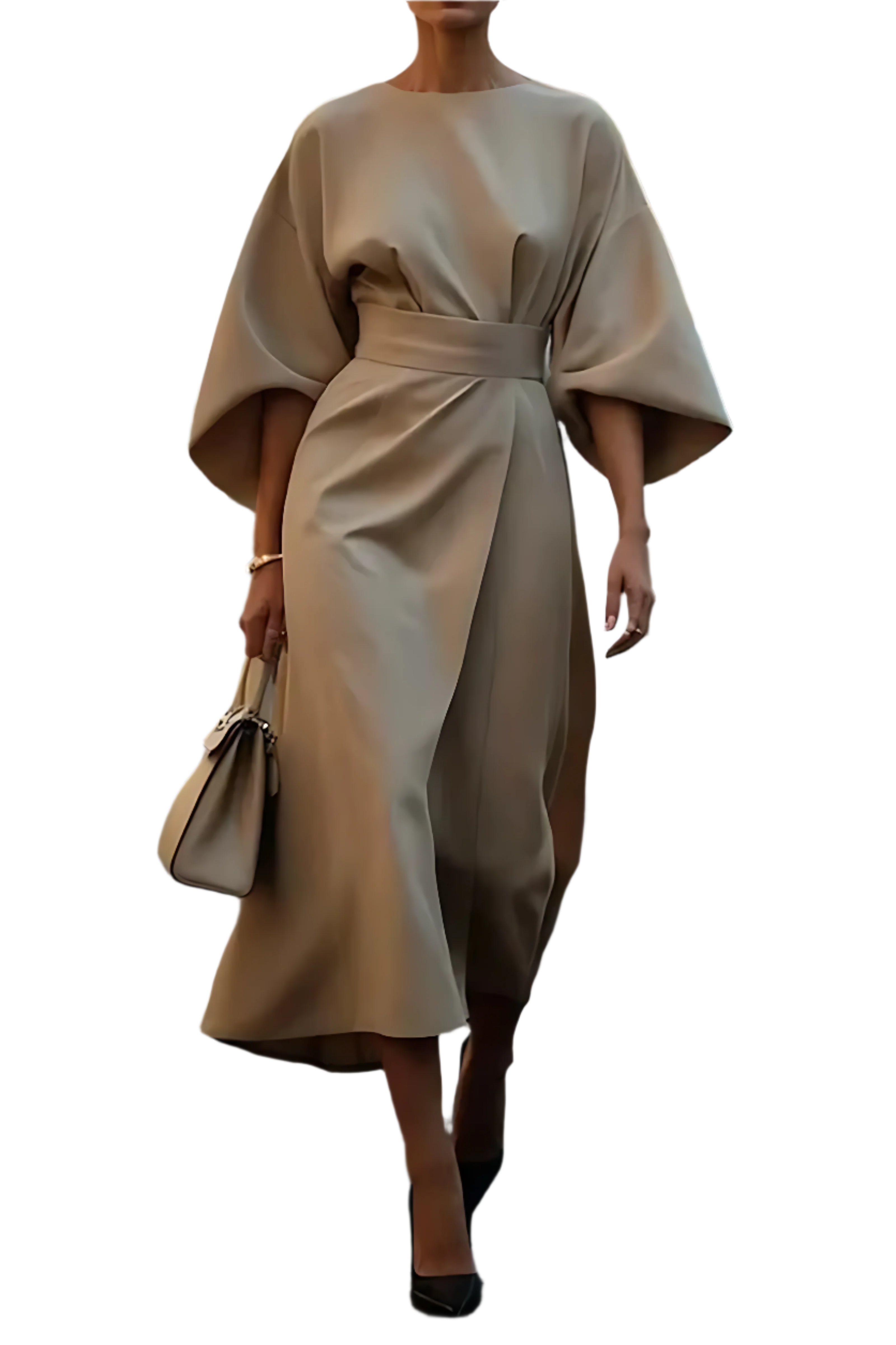 VALENTINA – ROBE AMPLE À MANCHES LANTERNES