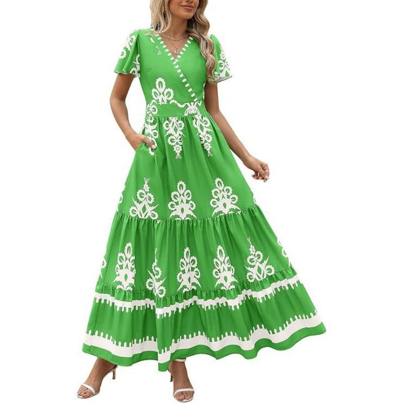 Robe longue bohème à volants