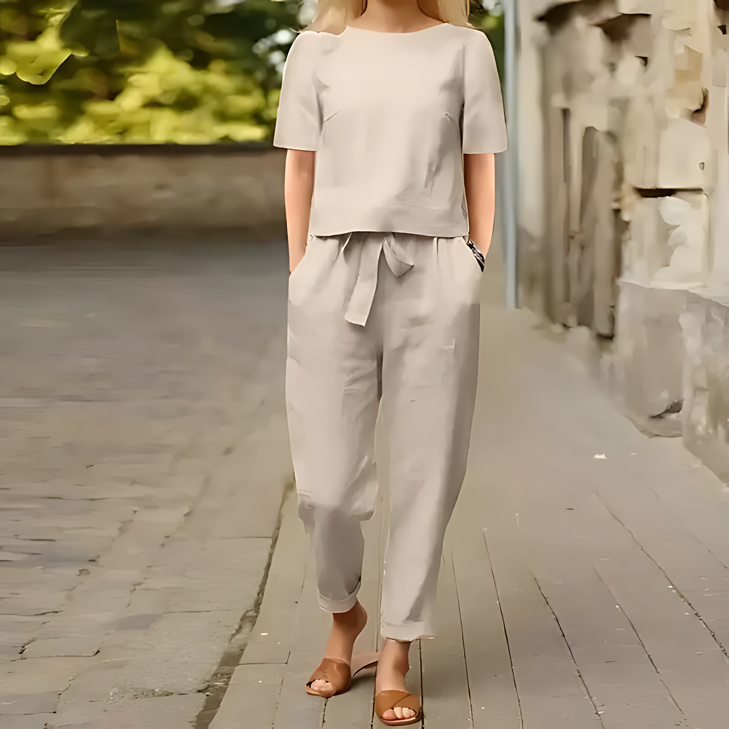 LISETTE – ENSEMBLE DÉCONTRACTÉ HAUT ET PANTALON EN LIN