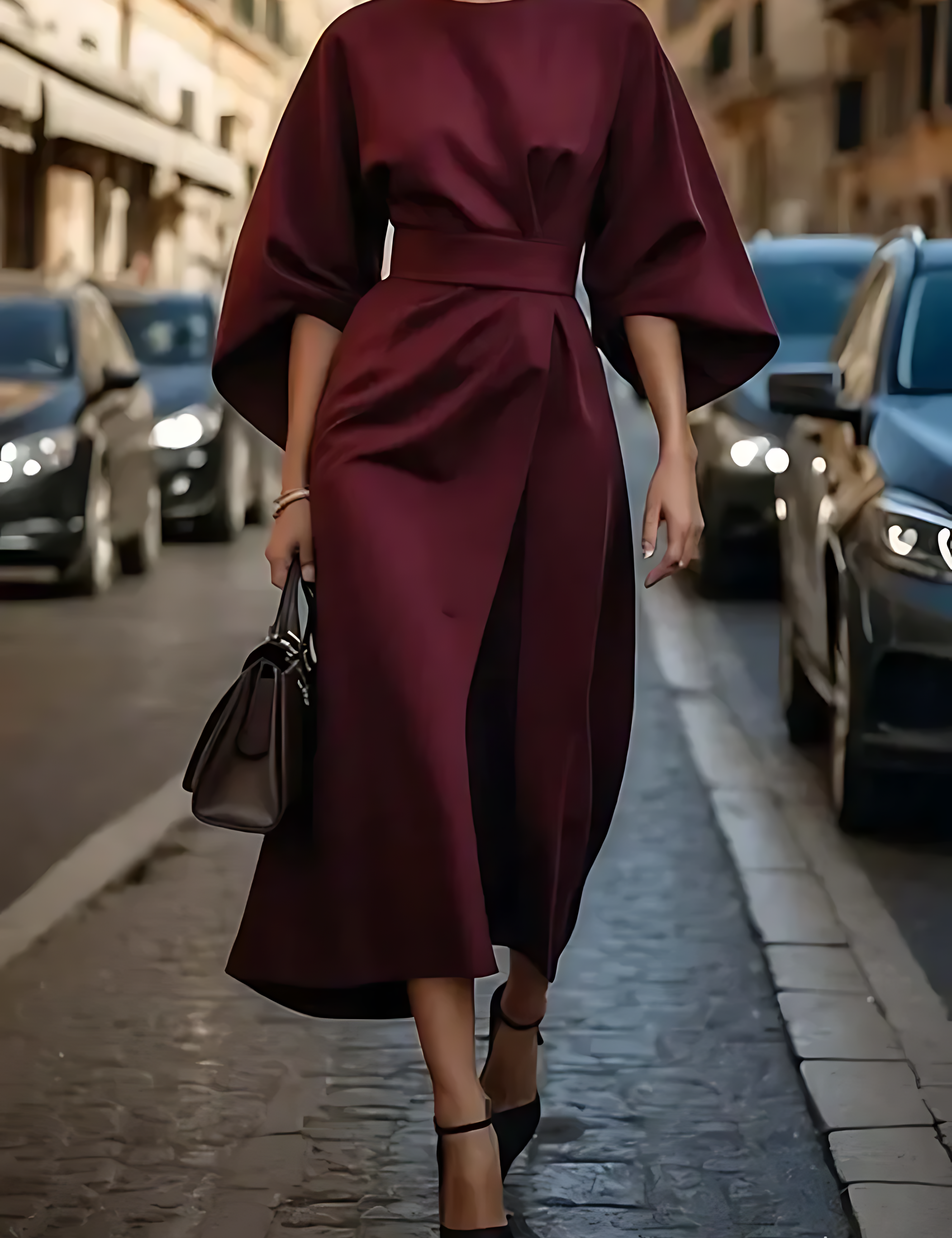 VALENTINA – ROBE AMPLE À MANCHES LANTERNES