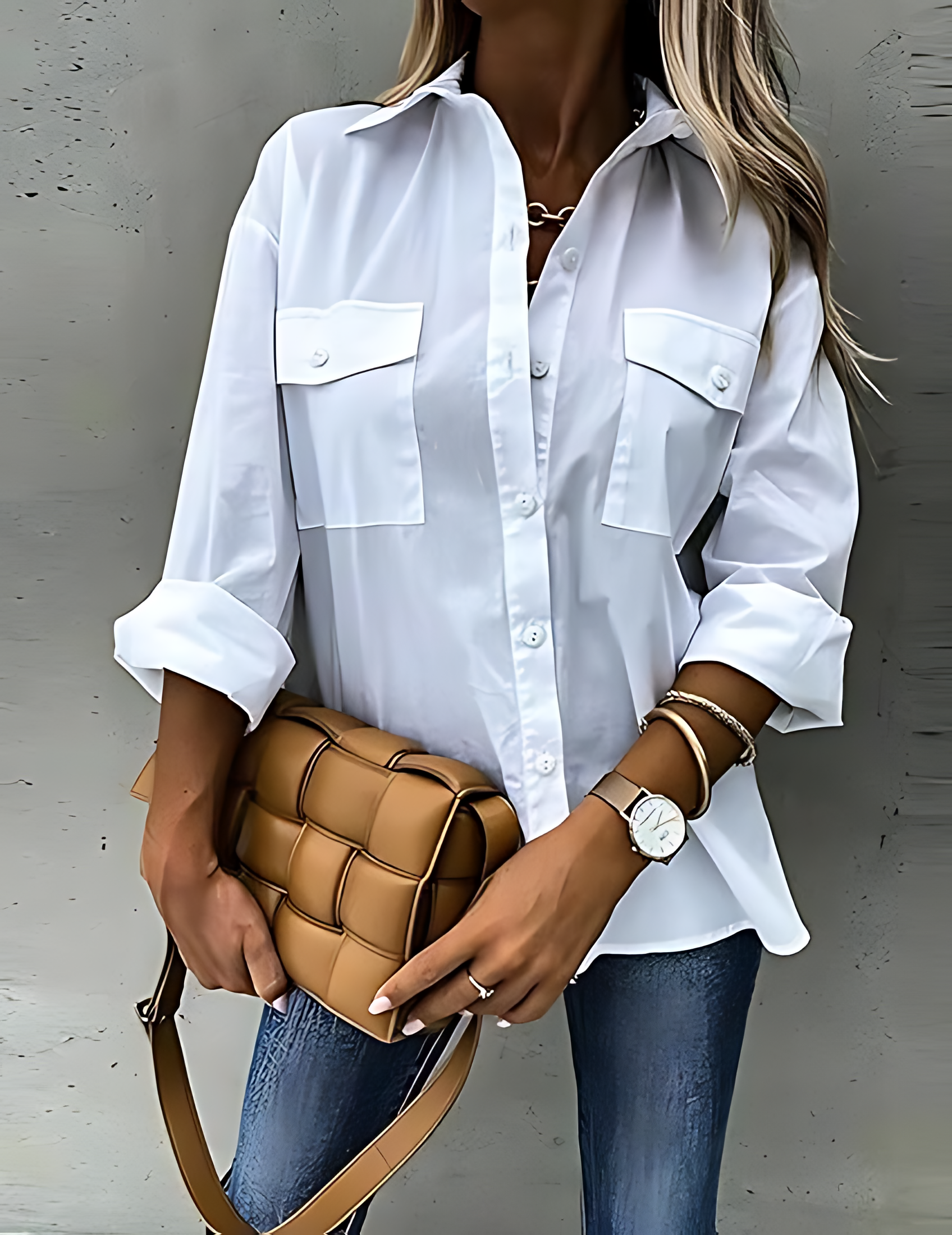LÉONTINE – BLOUSE DÉCONTRACTÉE UNIE À REVERS