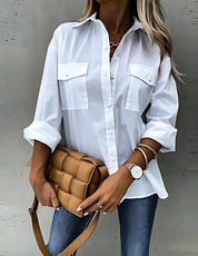 LÉONTINE – BLOUSE DÉCONTRACTÉE UNIE À REVERS