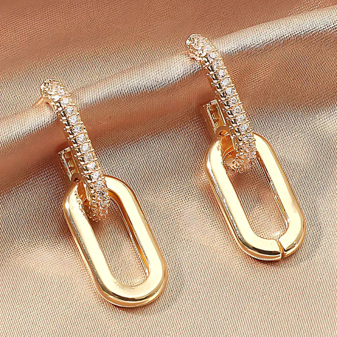 LÉNA – BOUCLES D’OREILLES PENDANTES DOUBLE ANNEAU