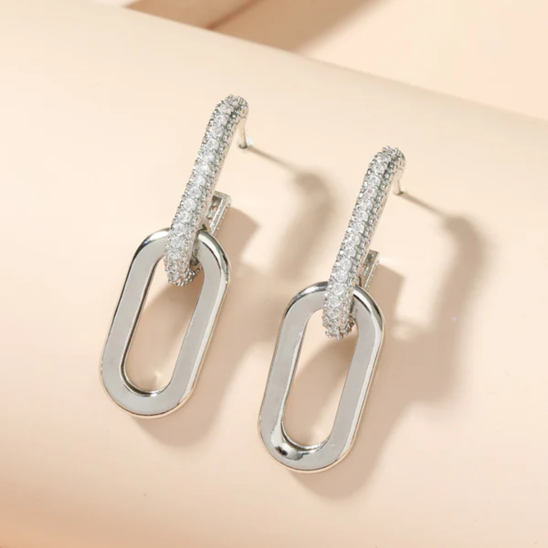 LÉNA – BOUCLES D’OREILLES PENDANTES DOUBLE ANNEAU