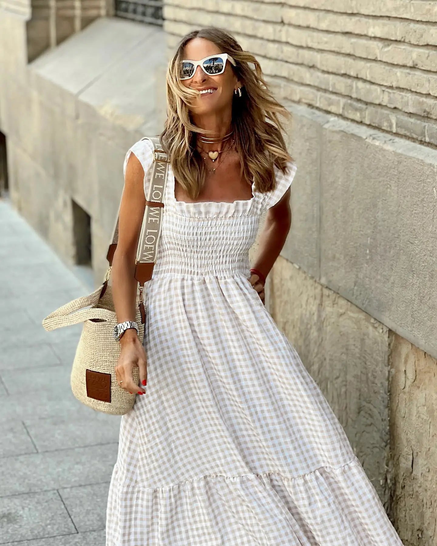 ANNELISE – ROBE VINTAGE À MOTIF CARREAUX