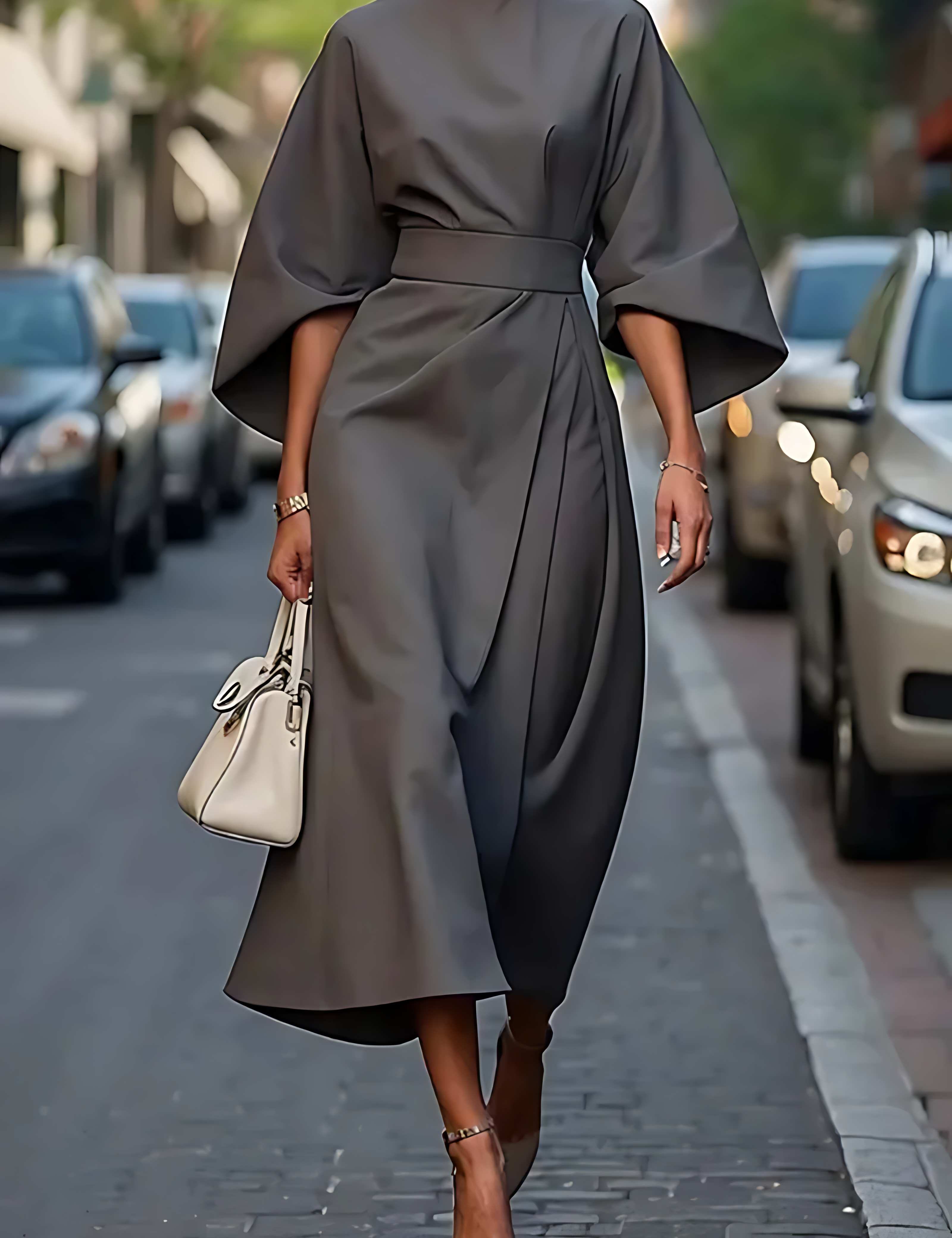 VALENTINA – ROBE AMPLE À MANCHES LANTERNES