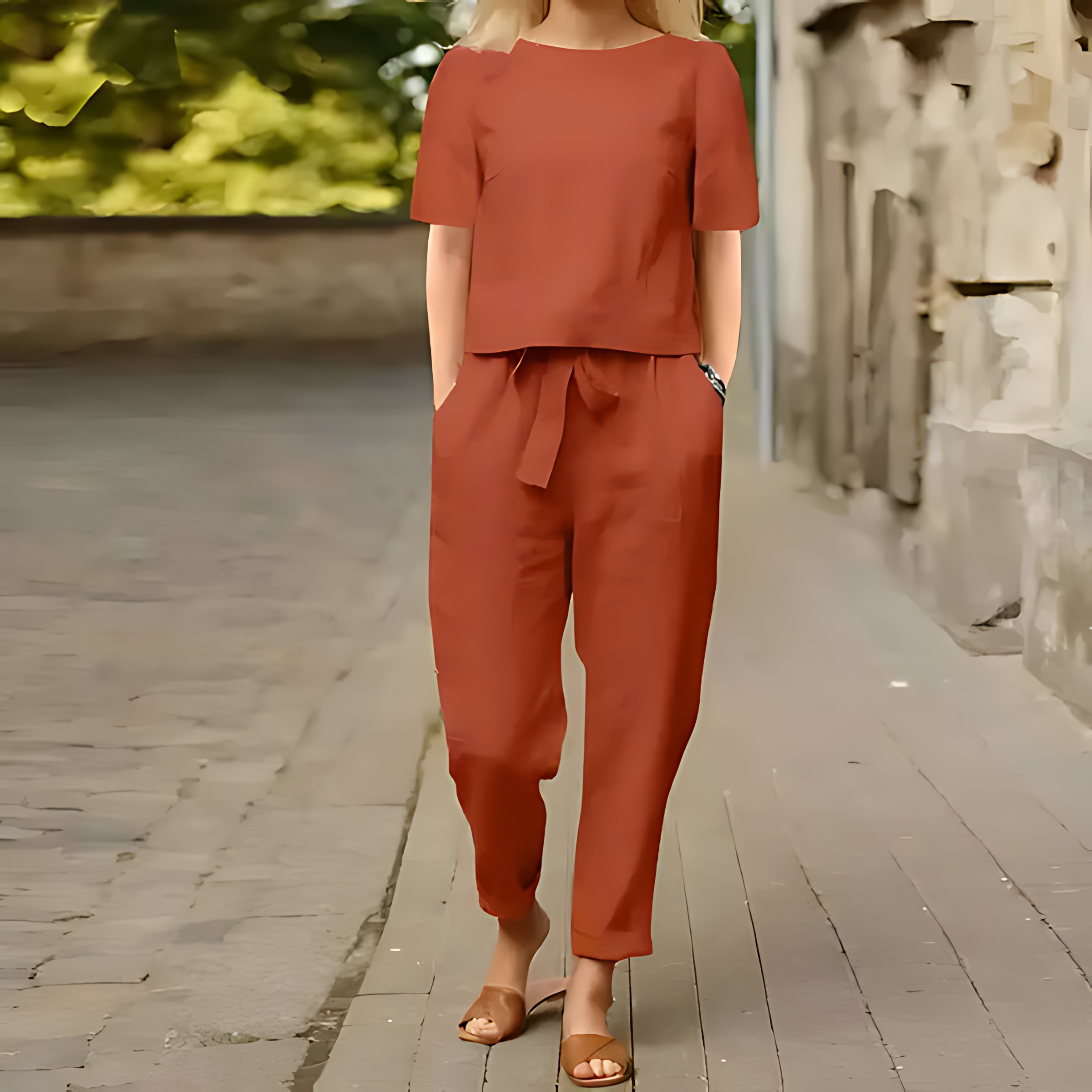 LISETTE – ENSEMBLE DÉCONTRACTÉ HAUT ET PANTALON EN LIN