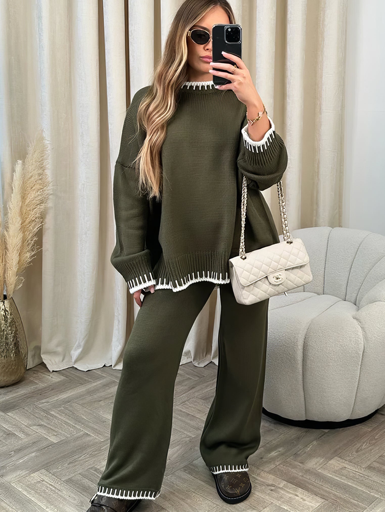 NADINE – ENSEMBLE PULL TRICOTÉ AMPLE ET PANTALON AMPLE