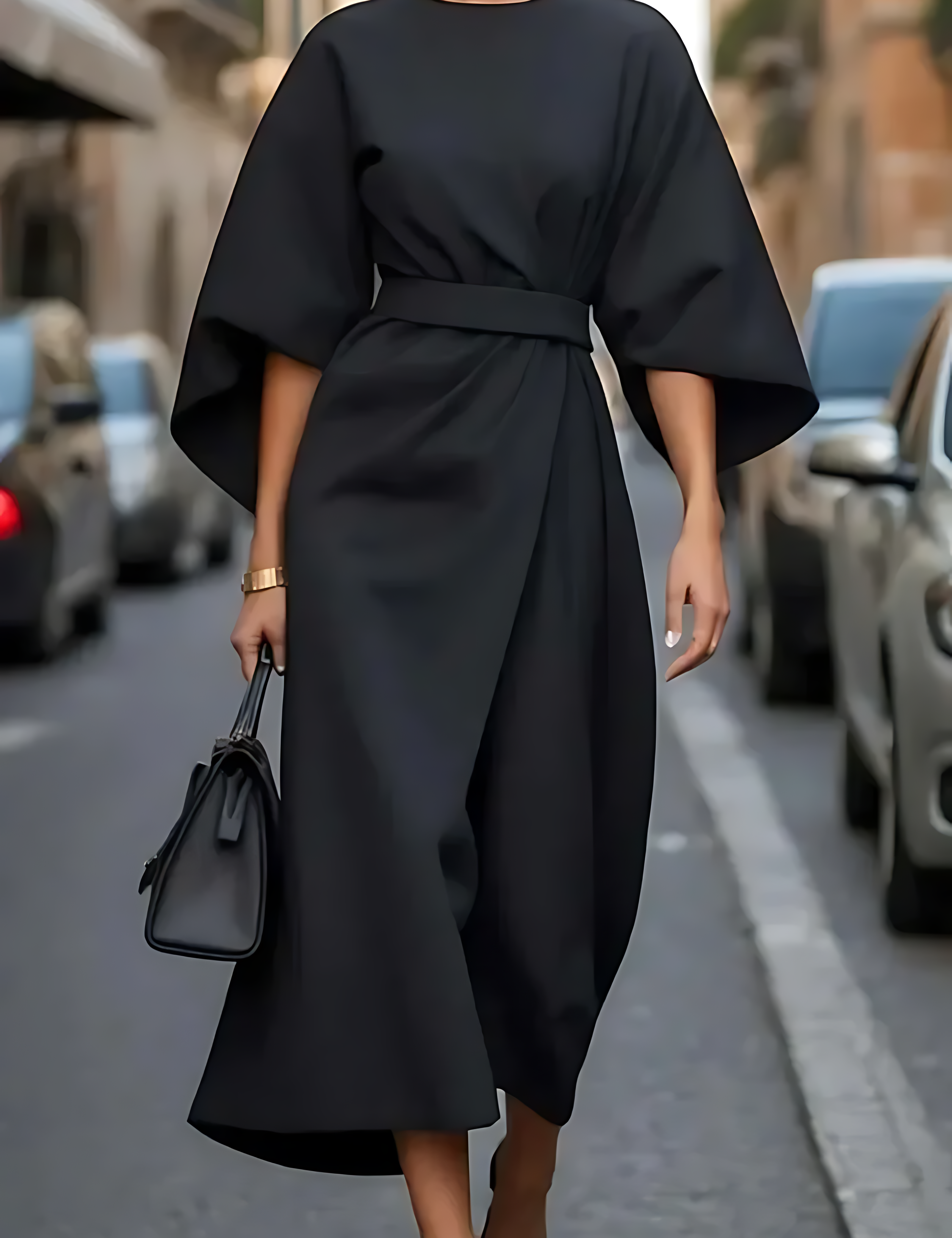 VALENTINA – ROBE AMPLE À MANCHES LANTERNES