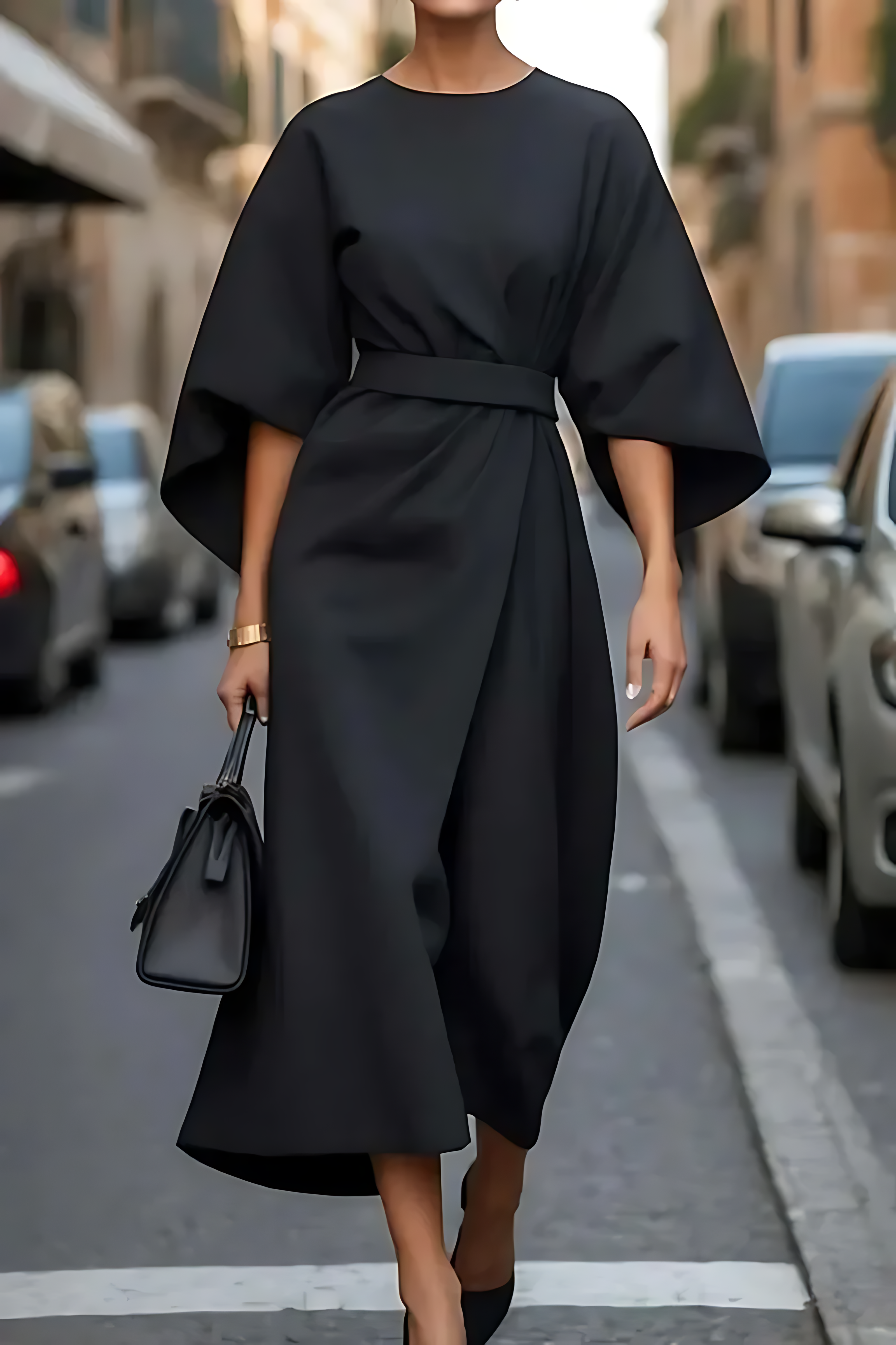 VALENTINA – ROBE AMPLE À MANCHES LANTERNES
