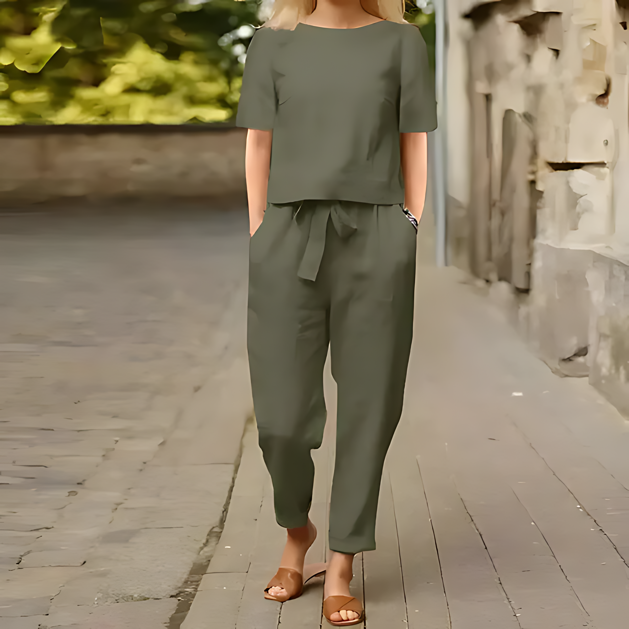 LISETTE – ENSEMBLE DÉCONTRACTÉ HAUT ET PANTALON EN LIN