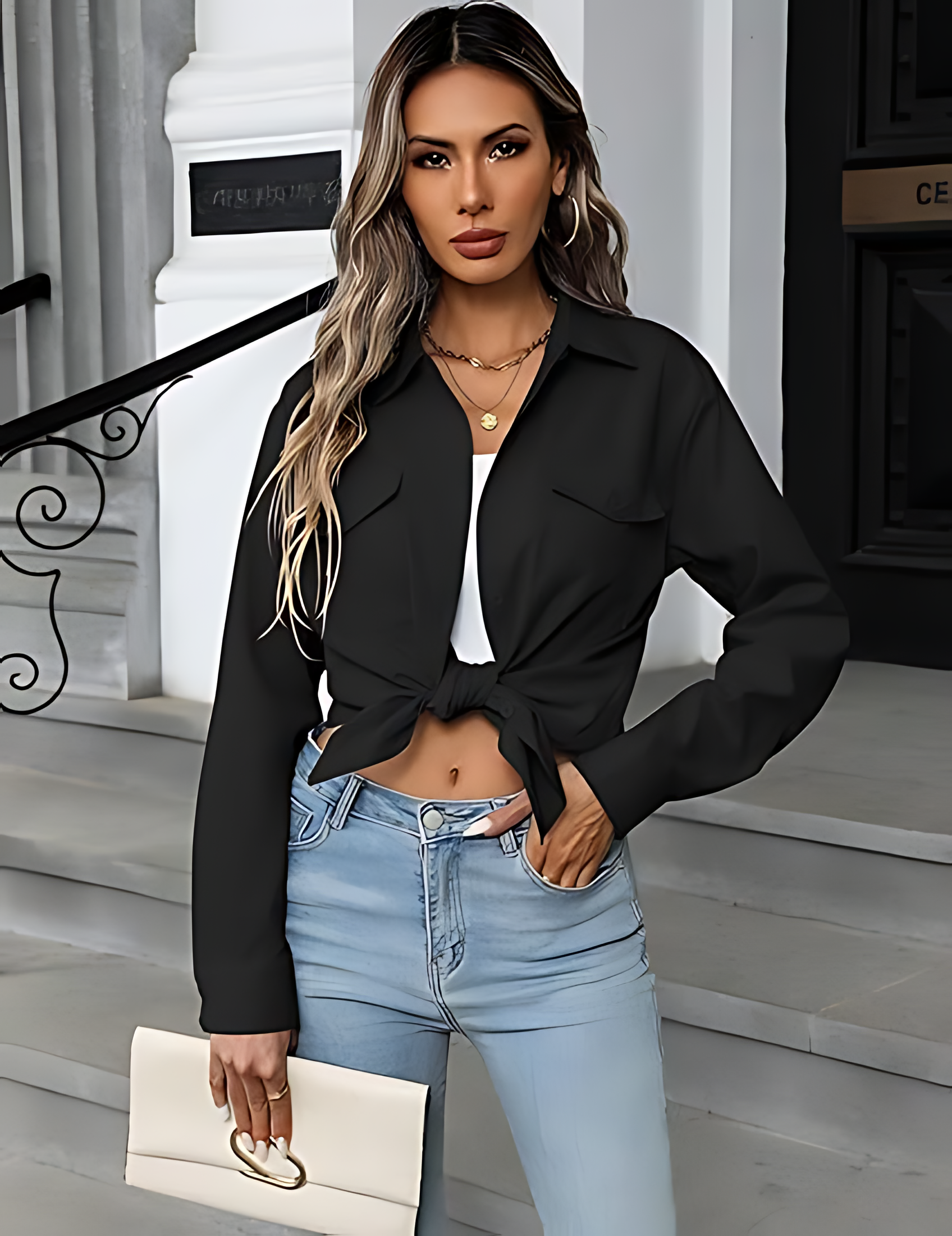 LÉONTINE – BLOUSE DÉCONTRACTÉE UNIE À REVERS