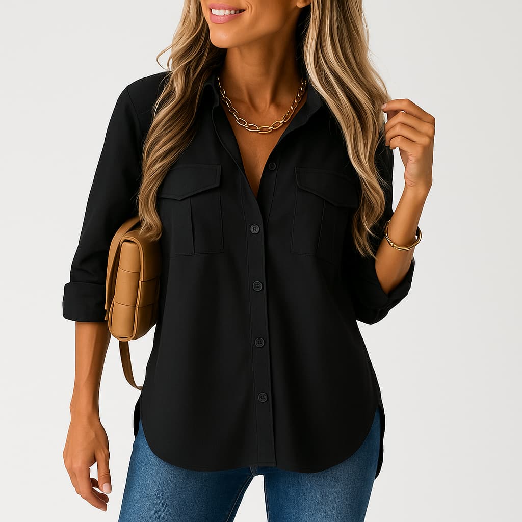 LÉONTINE – BLOUSE DÉCONTRACTÉE UNIE À REVERS