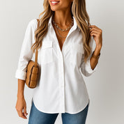 LÉONTINE – BLOUSE DÉCONTRACTÉE UNIE À REVERS