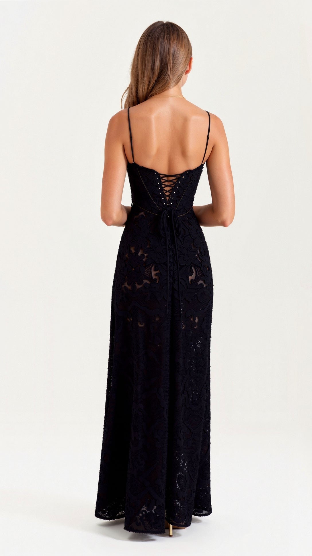 AMBRE – ROBE LONGUE EN DENTELLE FLEURIE