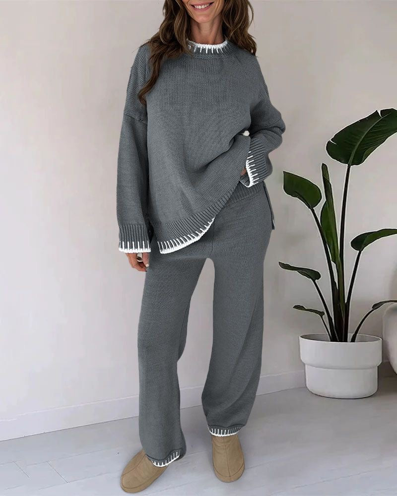 NADINE – ENSEMBLE PULL TRICOTÉ AMPLE ET PANTALON AMPLE
