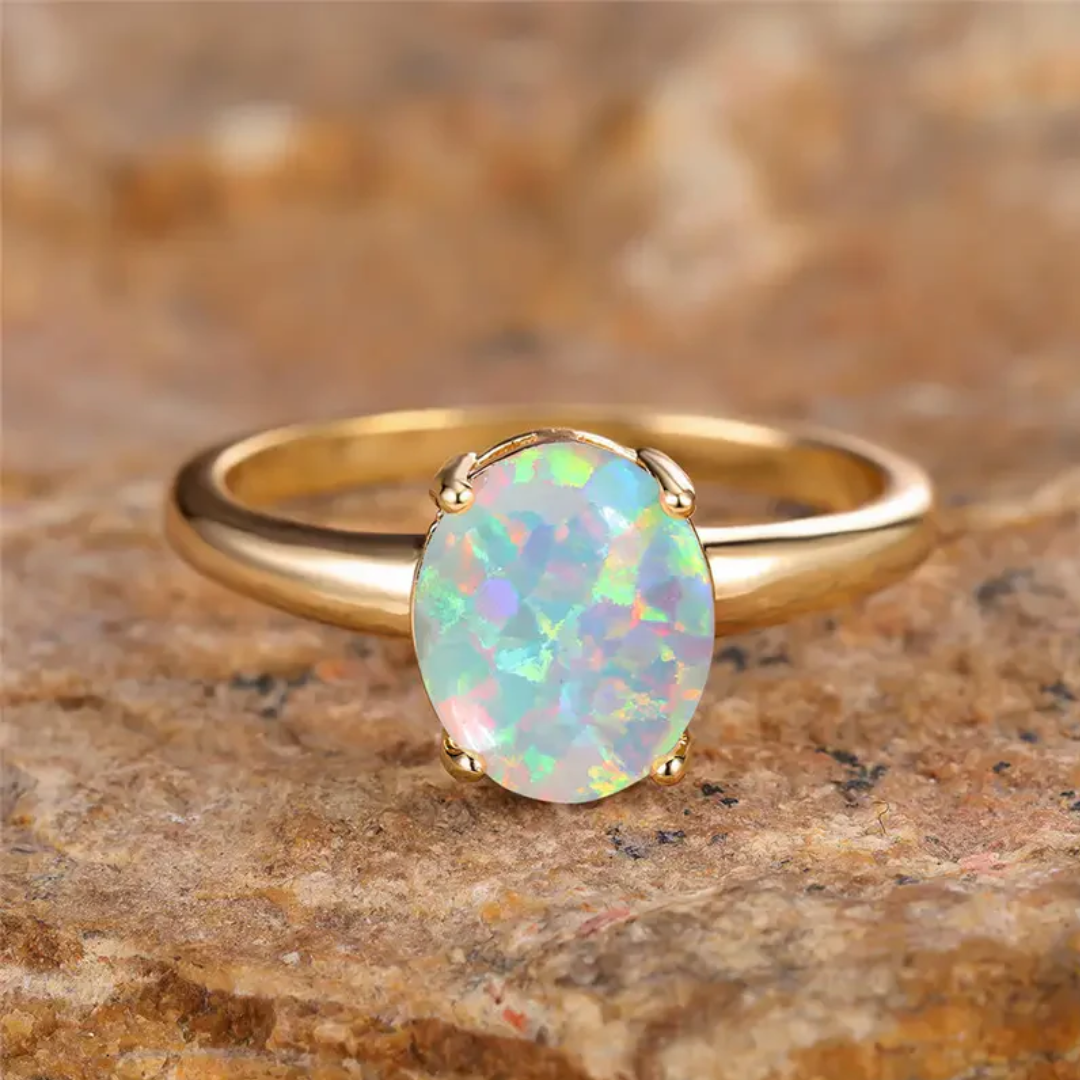 IVONNA – BAGUE MINIMALISTE À PIERRE OVALE EN OPALE
