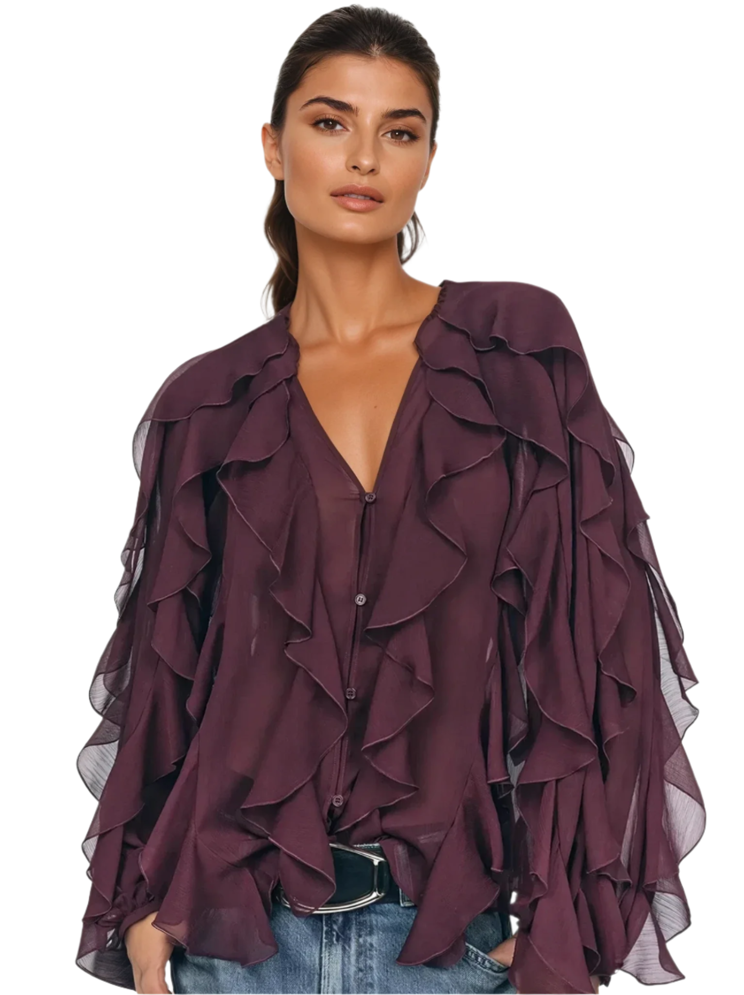 ESMÉE – BLOUSE À VOLANTS ET COL EN V