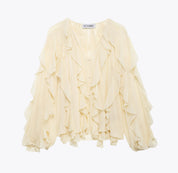 ESMÉE – BLOUSE À VOLANTS ET COL EN V