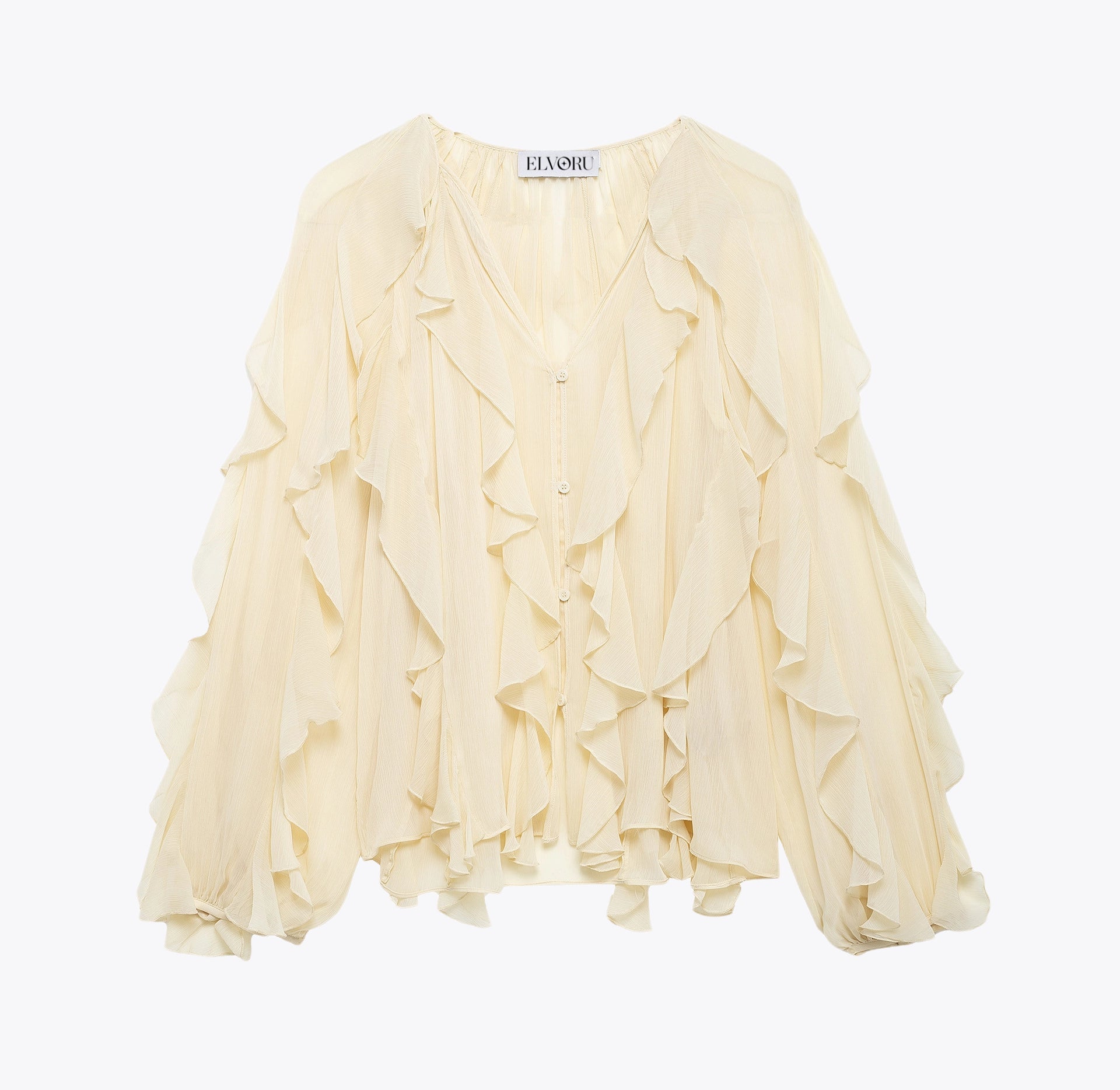 ESMÉE – BLOUSE À VOLANTS ET COL EN V