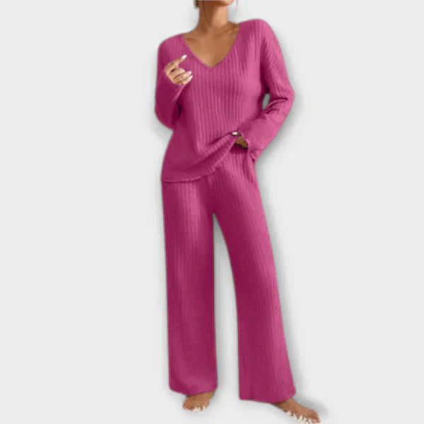 NOËLLE – ENSEMBLE DÉTENTE HAUT ET PANTALON CÔTELÉS