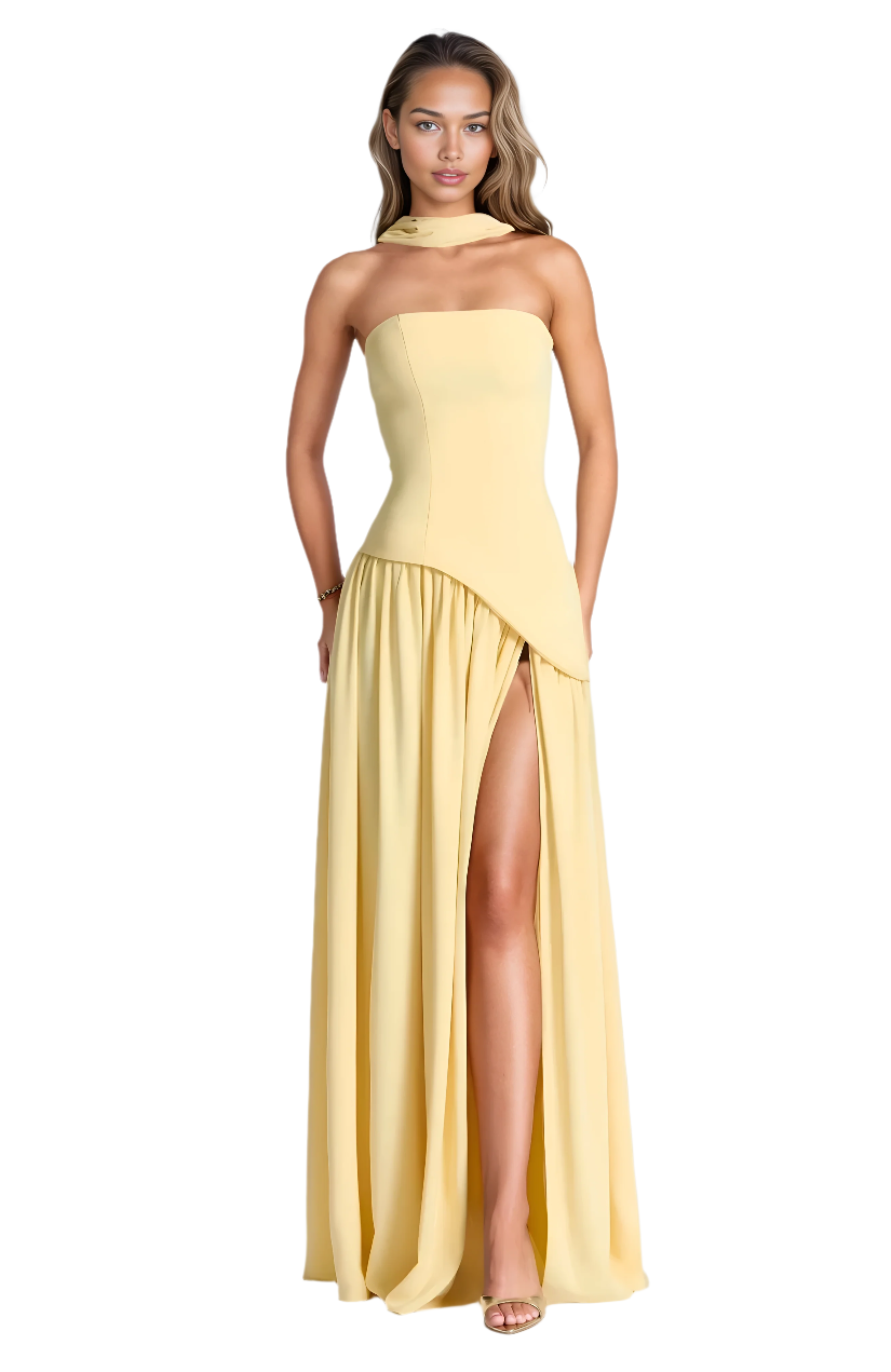 CHANTAL – ROBE LONGUE ÉLÉGANTE FENDUE