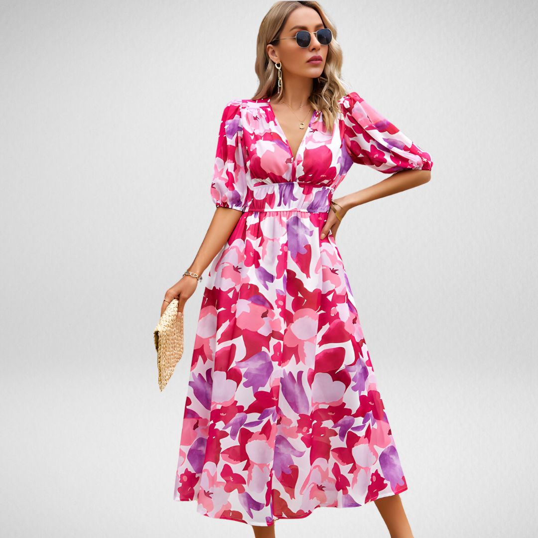 PRISCA – ROBE MIDI FLORALE CLASSIQUE