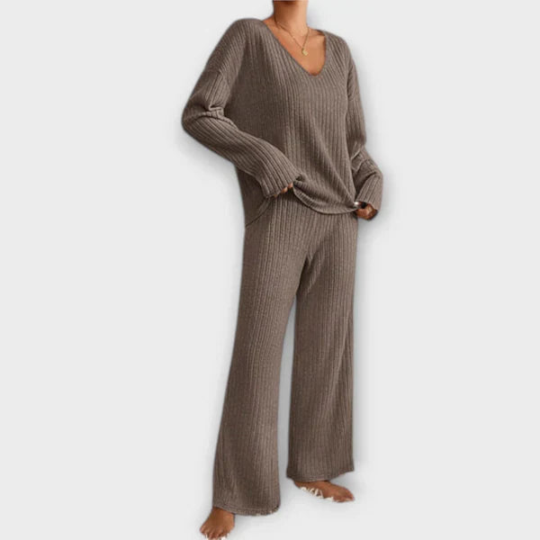 NOËLLE – ENSEMBLE DÉTENTE HAUT ET PANTALON CÔTELÉS