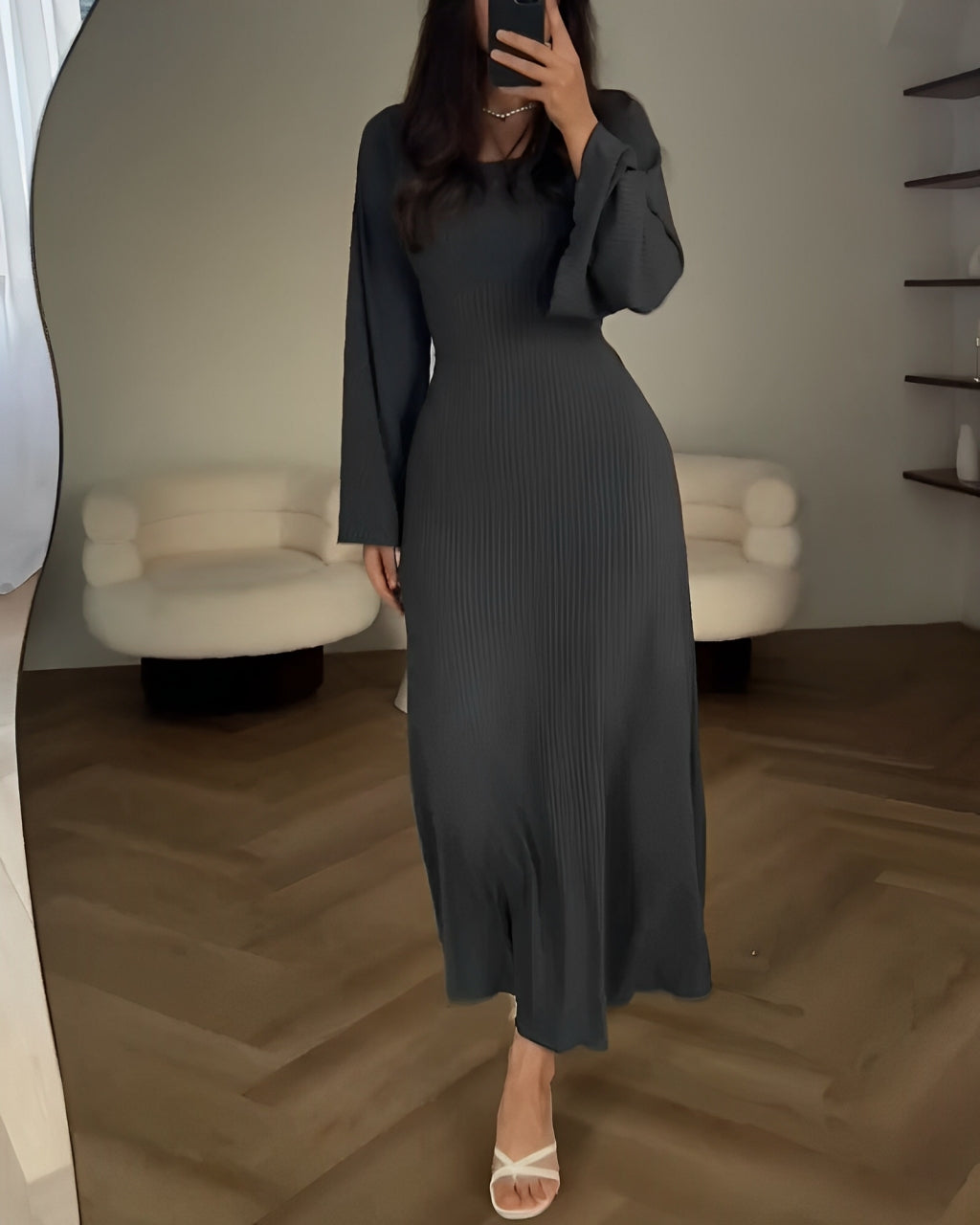 ZÉPHYRINE – ROBE MODERNE EN TRICOT À MANCHES LONGUES