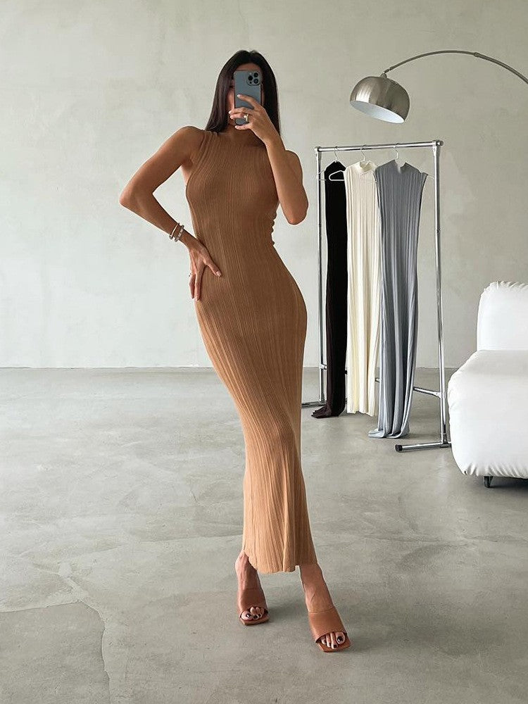 TATIANA – ROBE LONGUE EN TRICOT SANS MANCHES