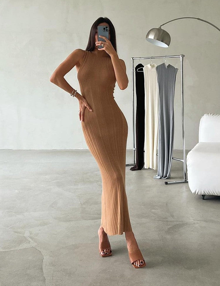 TATIANA – ROBE LONGUE EN TRICOT SANS MANCHES