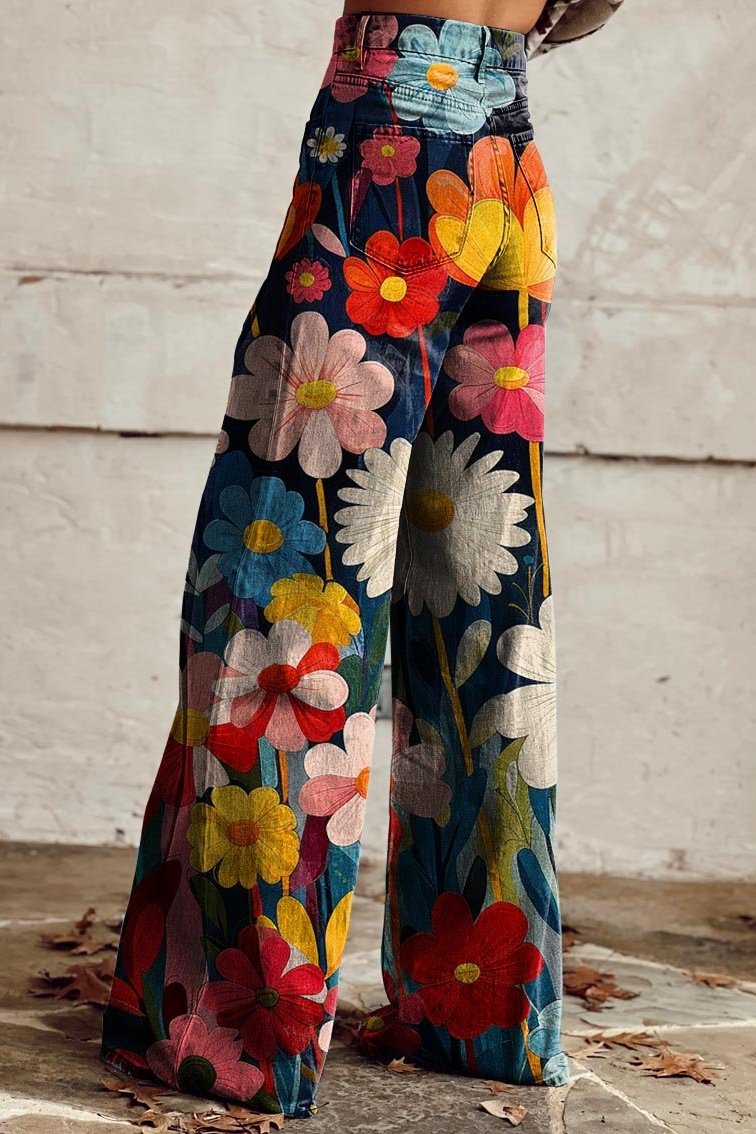 FÉLICIE - PANTALON BOHÈME À MOTIF FLEURI