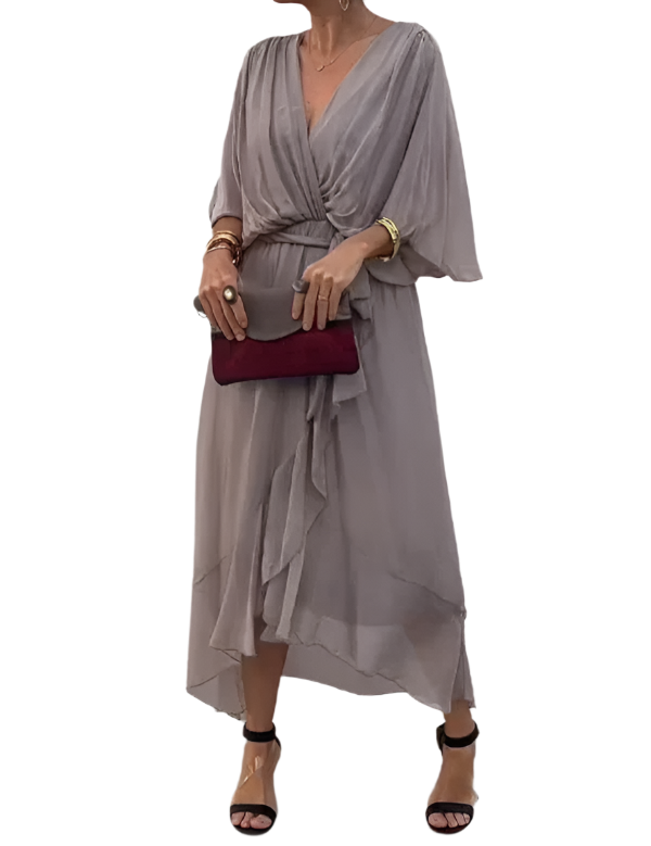 Robe en mousseline de soie à col en V