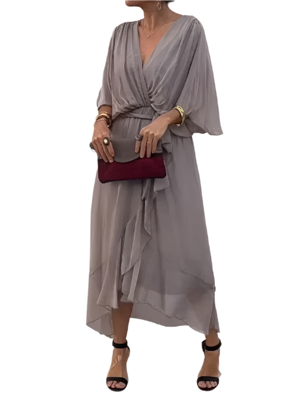 Robe en mousseline de soie à col en V