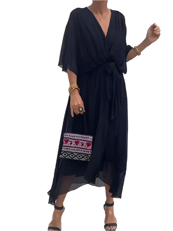 Robe en mousseline de soie à col en V