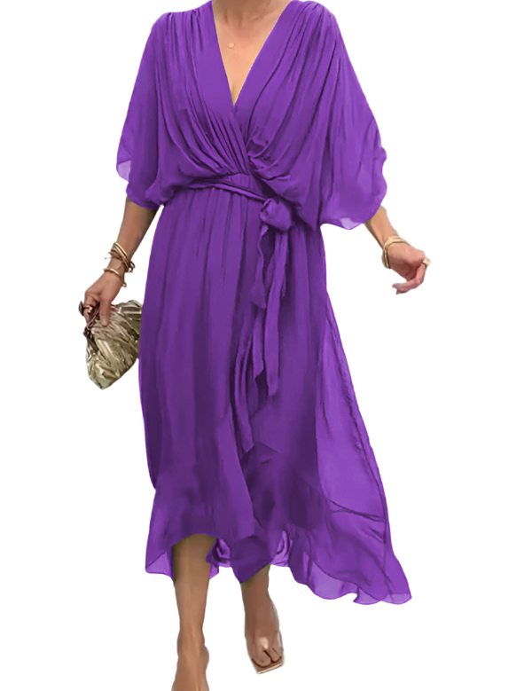 Robe en mousseline de soie à col en V