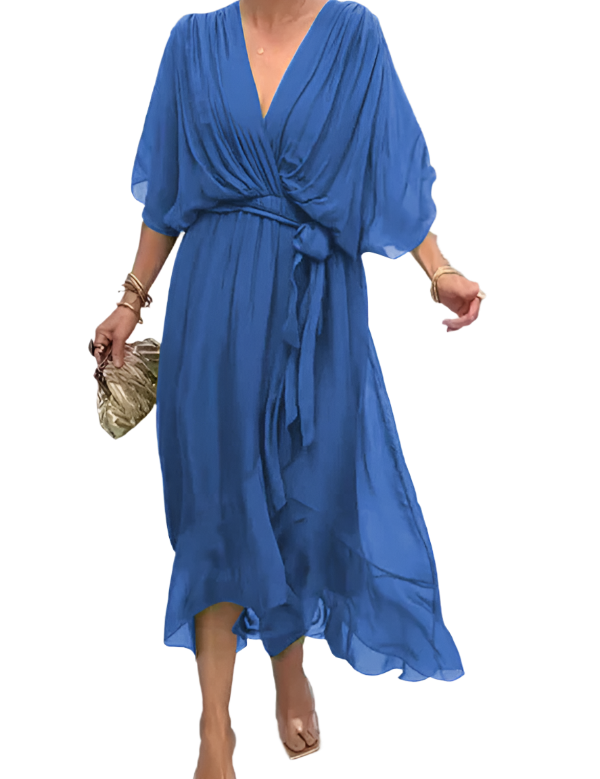 Robe en mousseline de soie à col en V