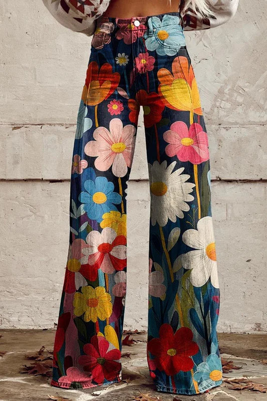 FÉLICIE - PANTALON BOHÈME À MOTIF FLEURI