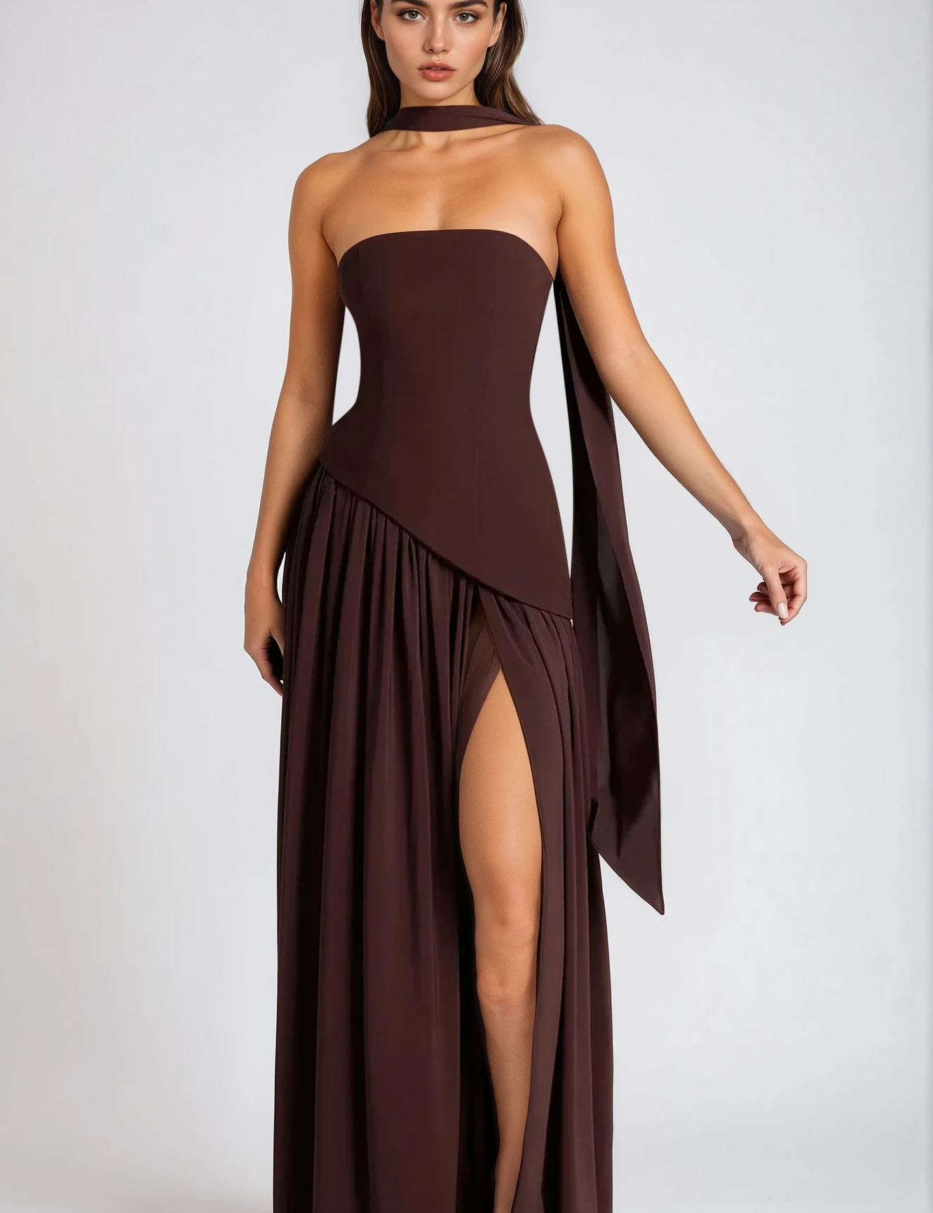 CHANTAL – ROBE LONGUE ÉLÉGANTE FENDUE