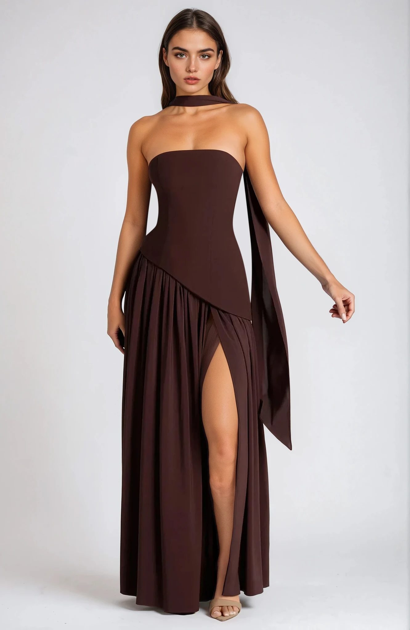 CHANTAL – ROBE LONGUE ÉLÉGANTE FENDUE