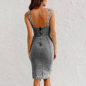 ANGÉLIQUE – ROBE COURTE EN JEAN RÉTRO