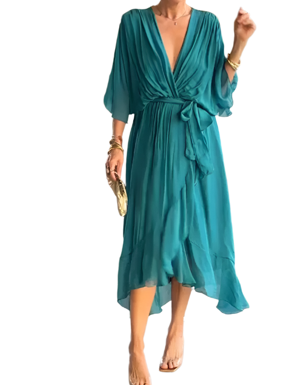 Robe en mousseline de soie à col en V